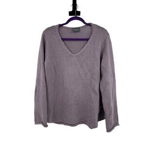 Wooden Ships Womens V-neck Sweater Size M/L Wool Mohair Blend Dusty Purple Boxy